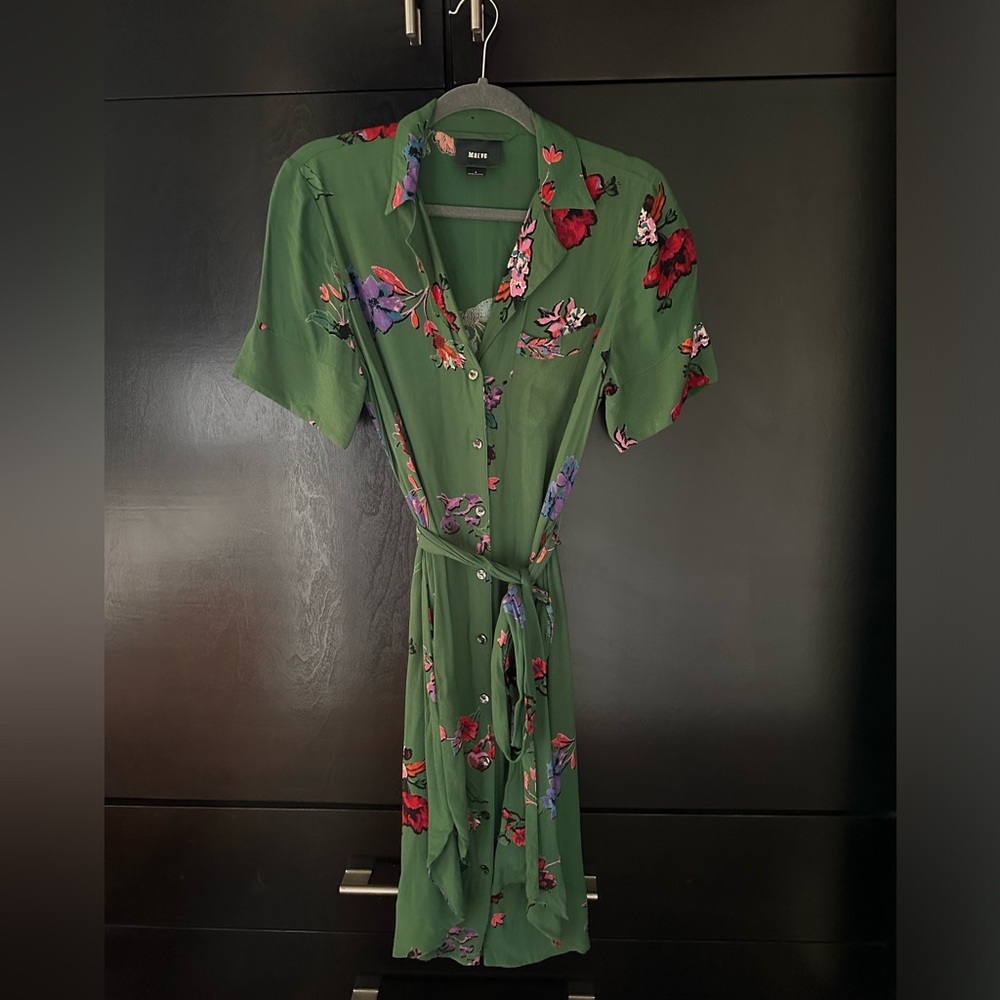 Anthropologie Maeve Tie Waist Shirt Midi Dress